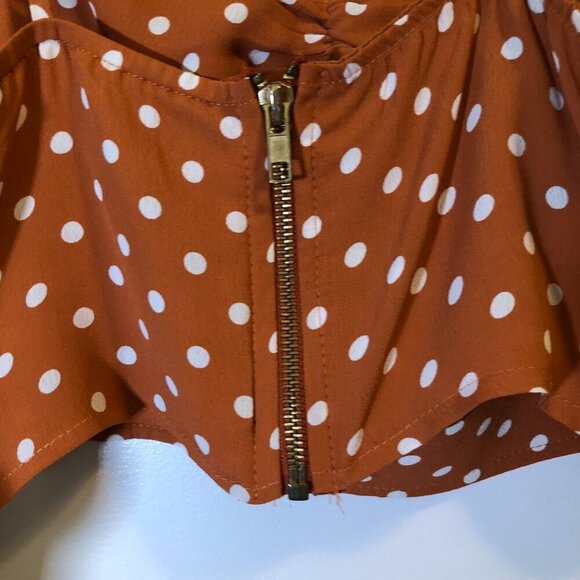 Flynn Skye Polka Dot Cleo Crop Top Rust/White Size XS EUC - Picture 5 of 11